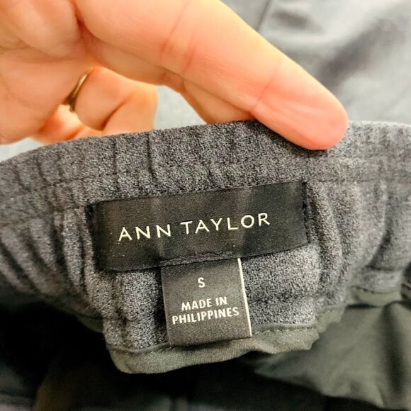 Ann Taylor Trouser Pant Grey Tuxedo Ankle Zipper Elastic Waist Streetwear Moto S - Picture 8 of 12